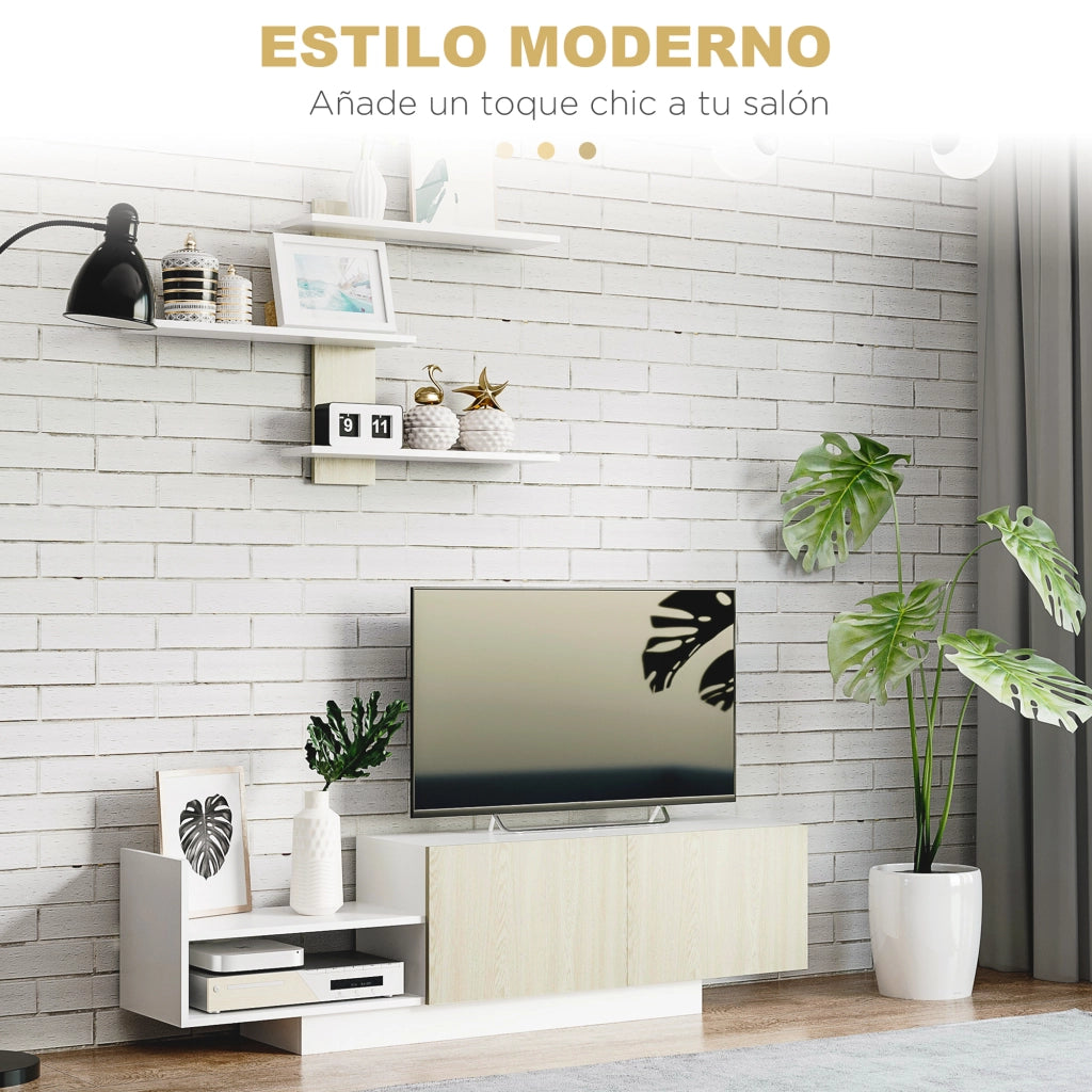 Mobile TV con Tavolino ¨C zephmum ¨C Legno Naturale 150x31.5x40 cm