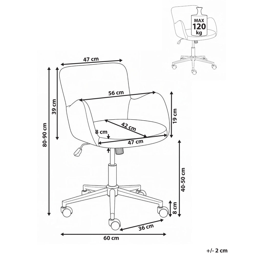 Sedia da ufficio per casa, rivestimento in ciniglia, base girevole in ferro dorato, regolazione dell'altezza, schienale reclinabile, braccioli, colore grigio scuro