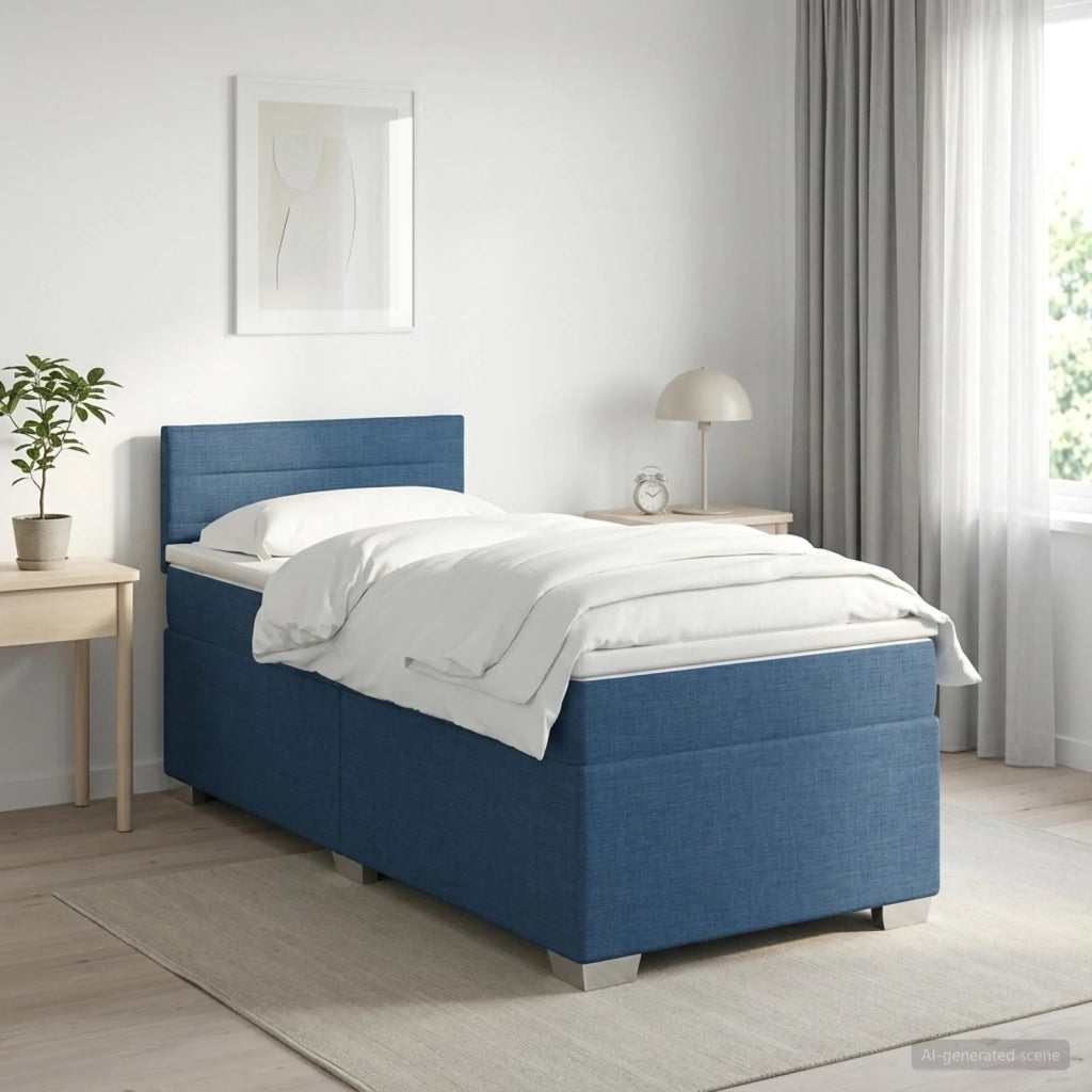 Letto box spring con materasso Blu 100 x 200 cm Tessuto 3450410