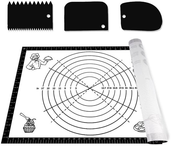 Pasta con Antislip - 70 × 50 cm - Silicone - Libero da BPA - Spazzole per Pasta - Marcature Chiare - Piatto per Pasta