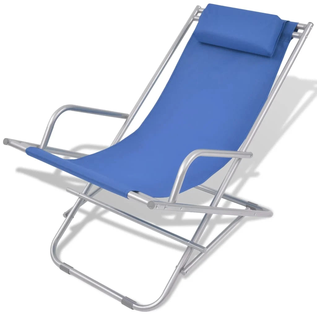 Sedie da giardino reclinabili 2 pz blu acciaio 02_0011902