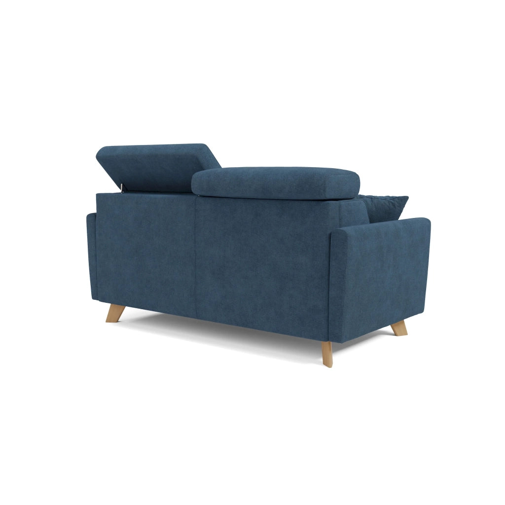 Francy Divano letto matrimoniale con poggiatesta regolabili in tessuto impermeabile e smacchiabile T17 160 cm (mat. 120x197) blu