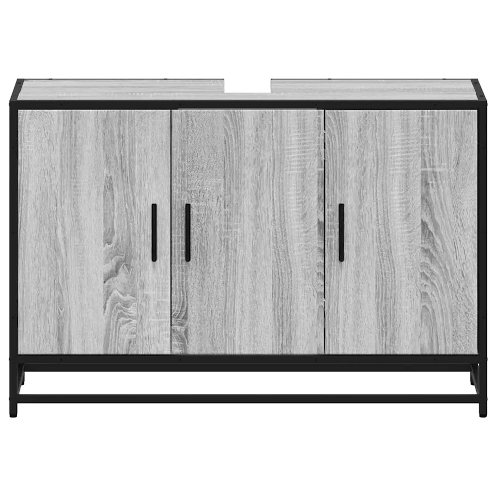 Mobile Lavabo Bagno Grigio Sonoma 90x33x60 cm Legno Multistrato