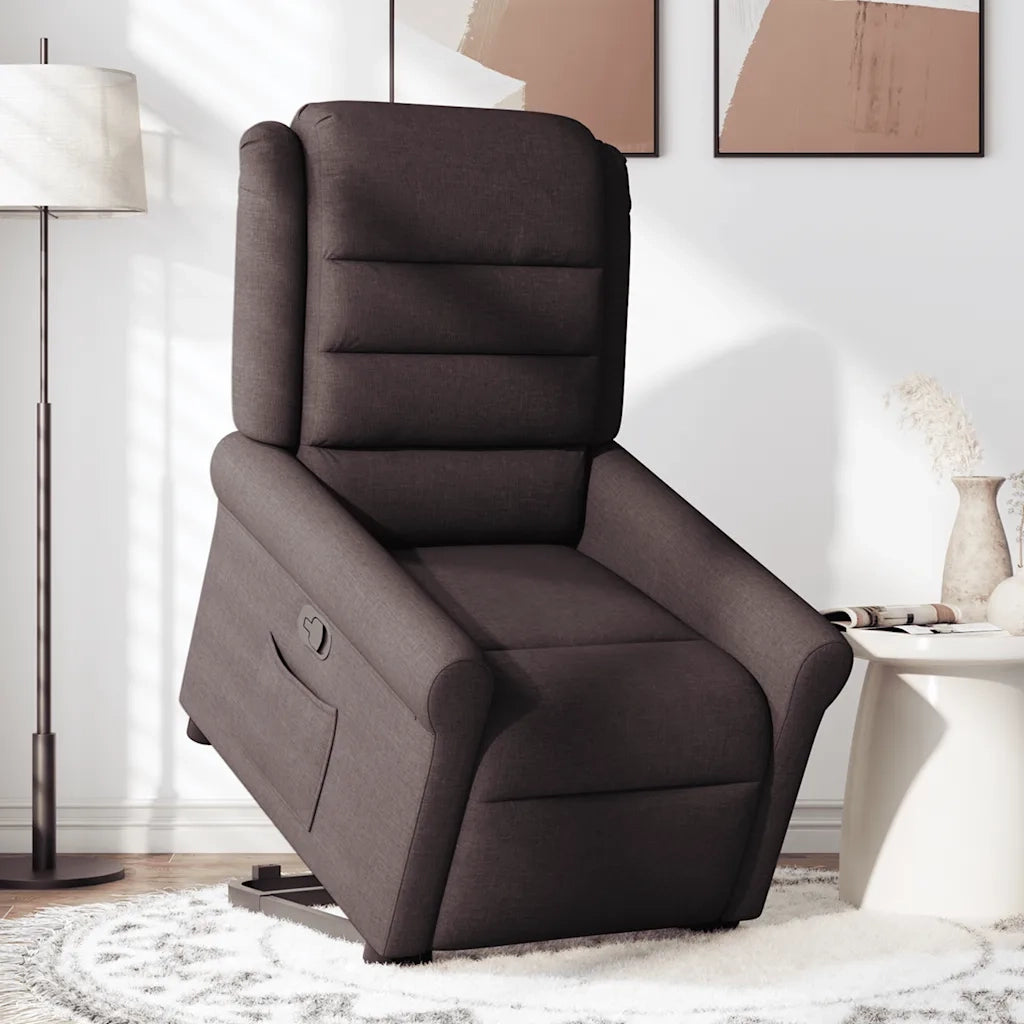 Poltrona Alzapersona Reclinabile Marrone Scuro in Tessuto 3303319