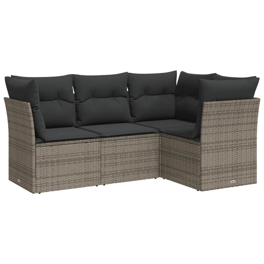 Set Divani da Giardino 4 pz con Cuscini in Polyrattan Grigio 3249419