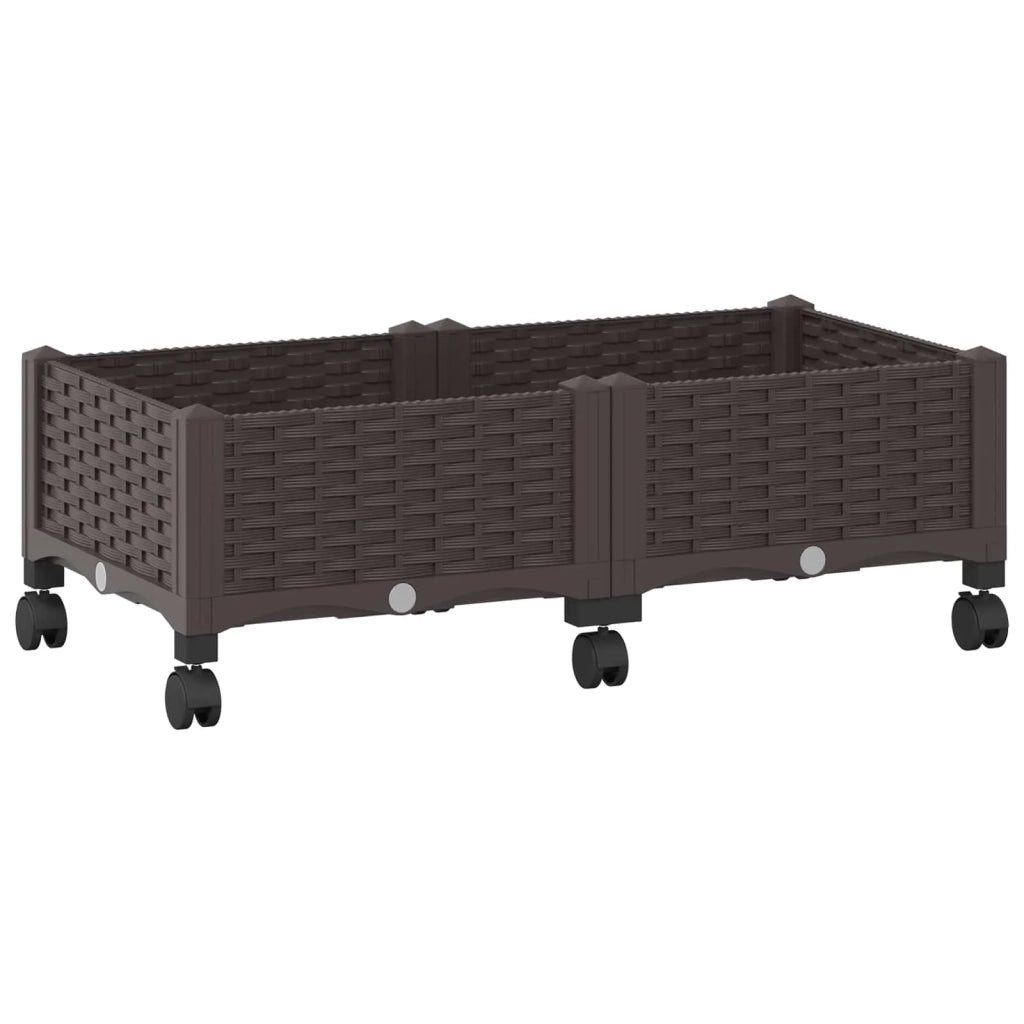 Vaso da Giardino con Ruote Marrone 80 x 40 x 29 cm PP 3422954