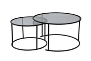 Set di 2 tavolini in metallo "Aurum" - 80 x 80 x 43 cm - Nero Grigio