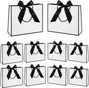 Sacchetti di regalo con corda per matrimoni, compleanni e festeggiamenti di bambini - Nero Bianco - 10 pezzi