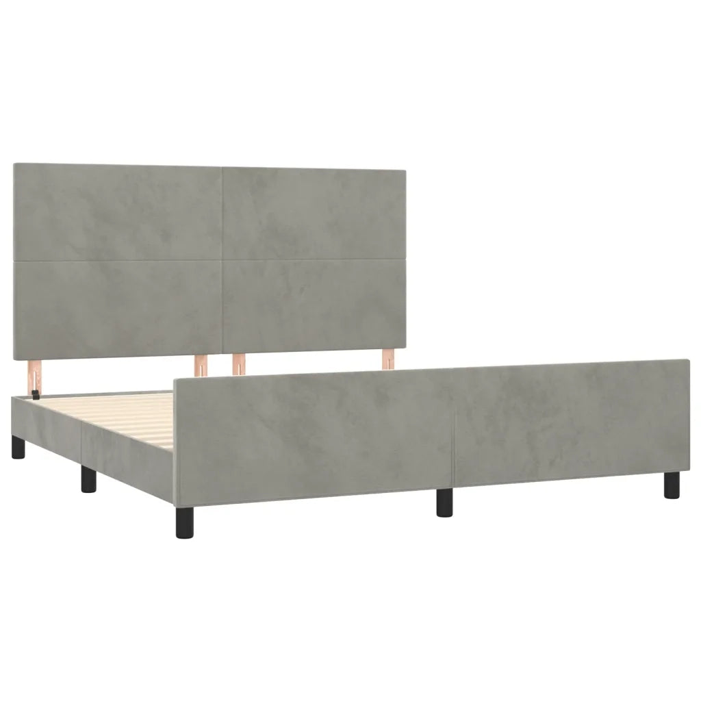 Giroletto senza Materasso Grigio Chiaro 160x200 cm Velluto