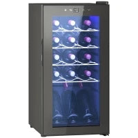 Cantinetta Vino Frigo per 15 Bottiglie, Capacità 44L, con Controllo Temperatura e Ripiani Regolabili, Nero