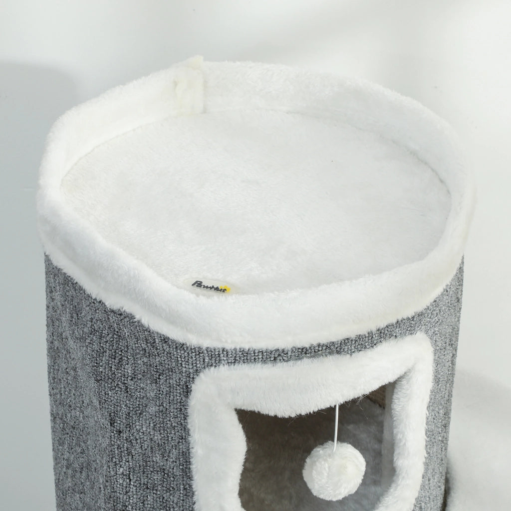 Albero per gatti a 4 livelli con tiragraffi in sisal e bordi in peluche ¨C zephmum ¨C 50x36x101cm grigio