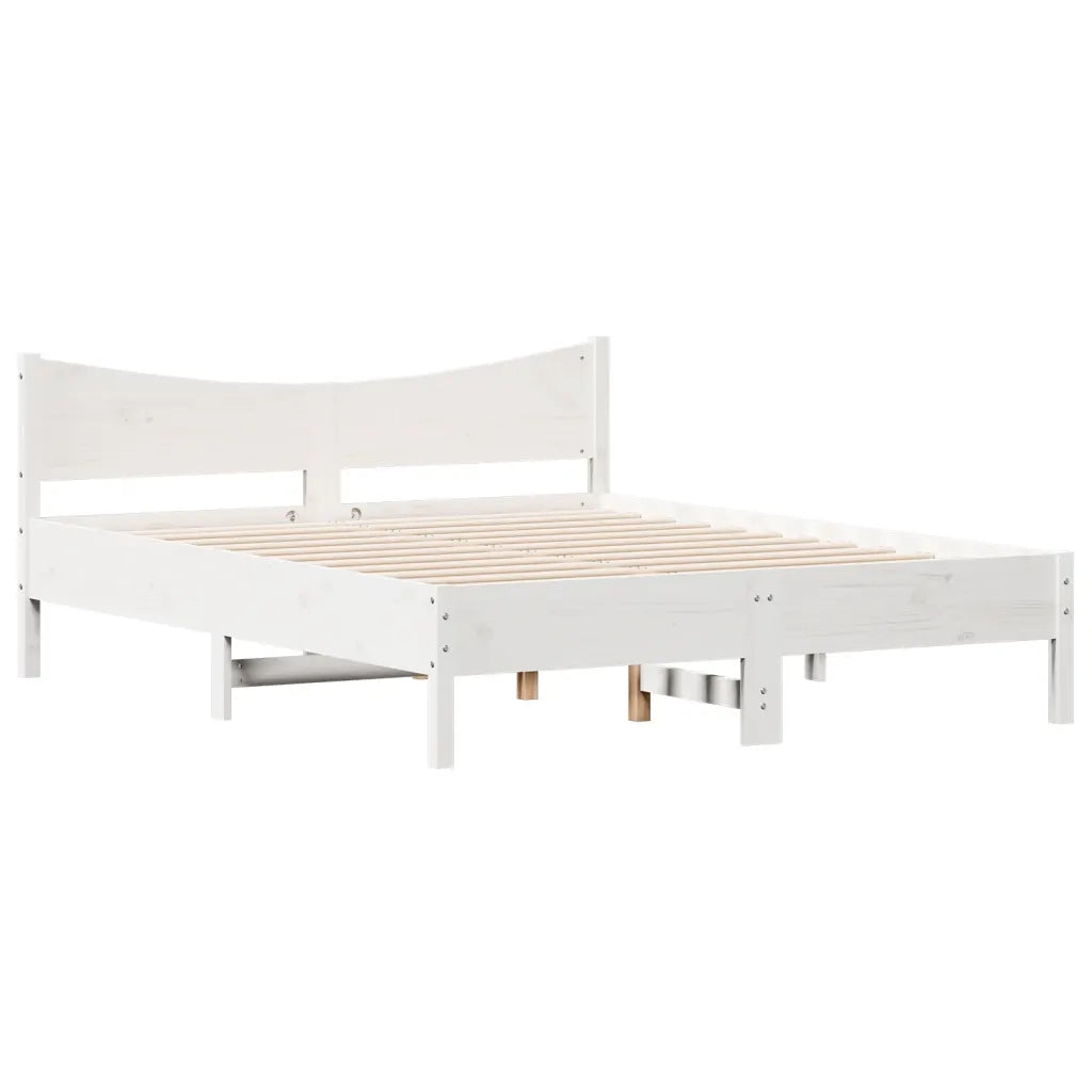 Giroletto senza Materasso Bianco 160x200 cm Legno Massello Pino 3216364