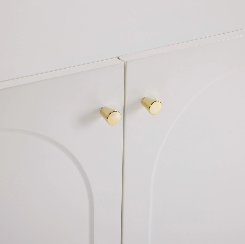 Sideboard 80x40x80 cm con motivo ad arco e superficie facile da pulire in pannello truciolare bianco