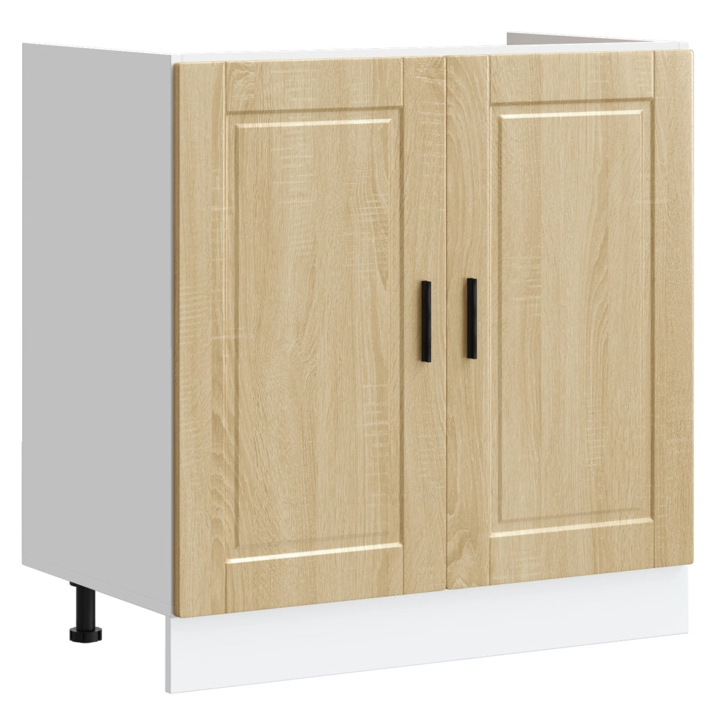 Base per lavabo  "Porto" con lavabo in rovere sonoma, 80x46x84,5 cm, in legno ingegnerizzato