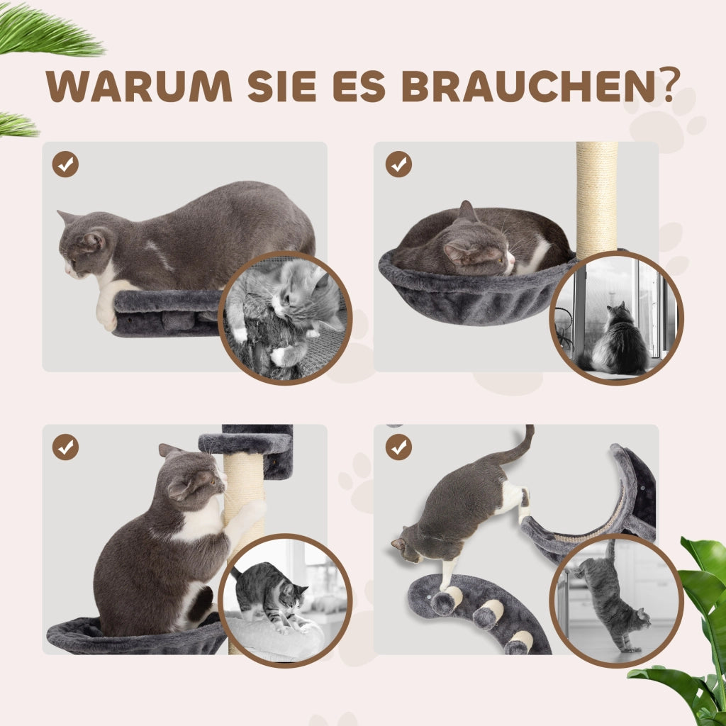 Casetta per Gatti con Amaca e Scala ¨C Minimal ¨C Grigio Scuro