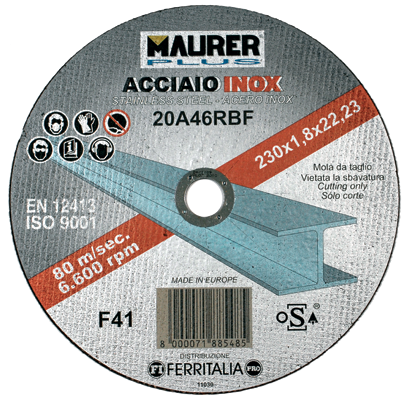 Mole taglio acciaio inox maurer plus mm 230 x1,9 (5+1)