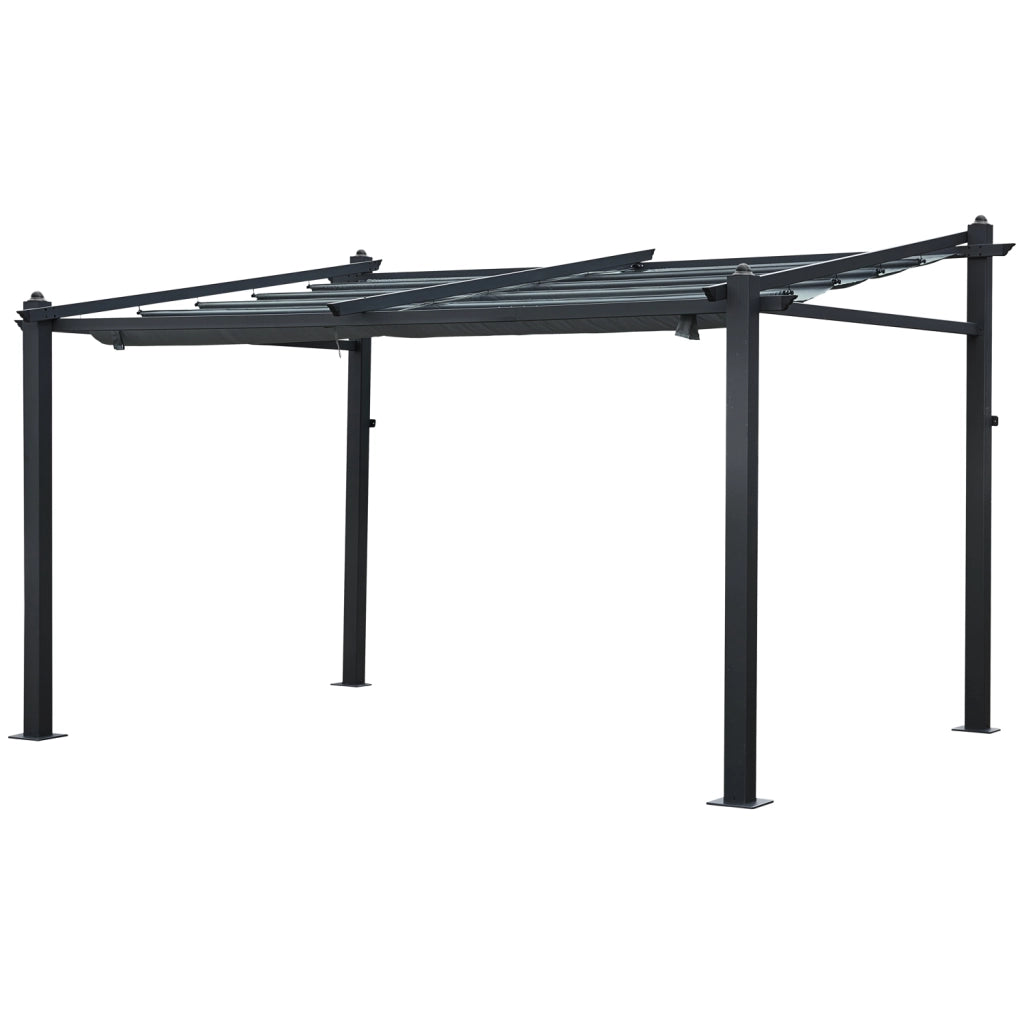 Pergola a parete 3 × 4 m FRÉJUS grigio - struttura in alluminio