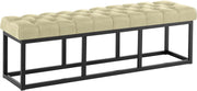 Panca design AMUN in metallo nero opaco e tessuto Tortora,150 cm