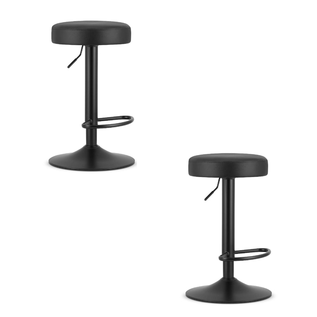 Sgabello girevole VALORA ROJST - Ecopelle nera / Base nera x 2
