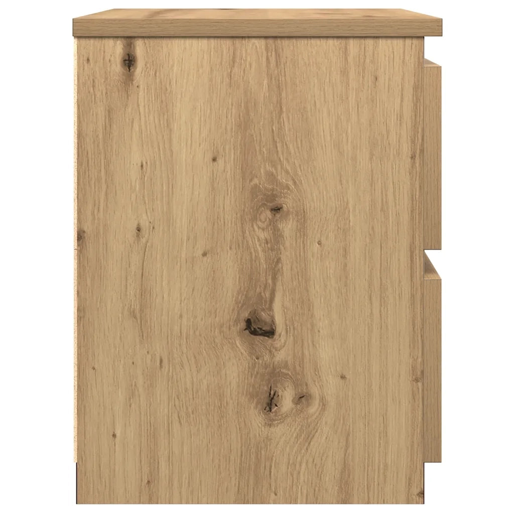 Comodini 2pz-Set di 2 Tavolino da notte Rovere Artigianale 30x30x40cm in Legno Multistrato