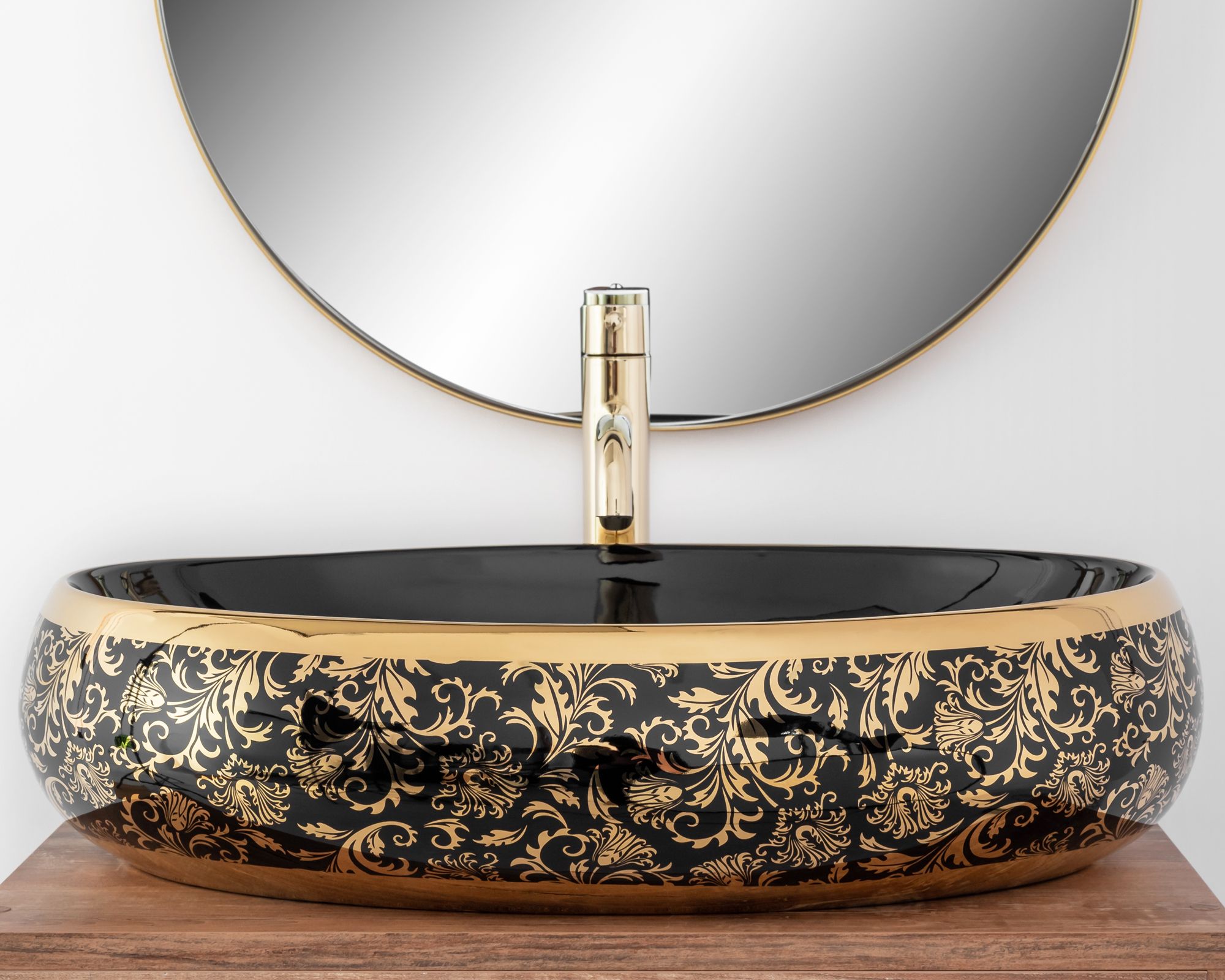 Lavabo Da Appoggio Rea Meryl Black / Gold