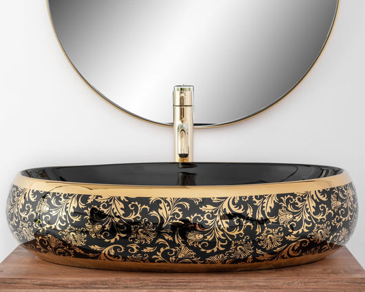 Lavabo Da Appoggio Rea Meryl Black / Gold