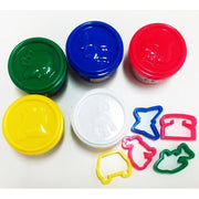 Trade Shop - Set 5 Barattoli Di Pasta Plastilina 5 Formine Plastichina Modellante Portatile -