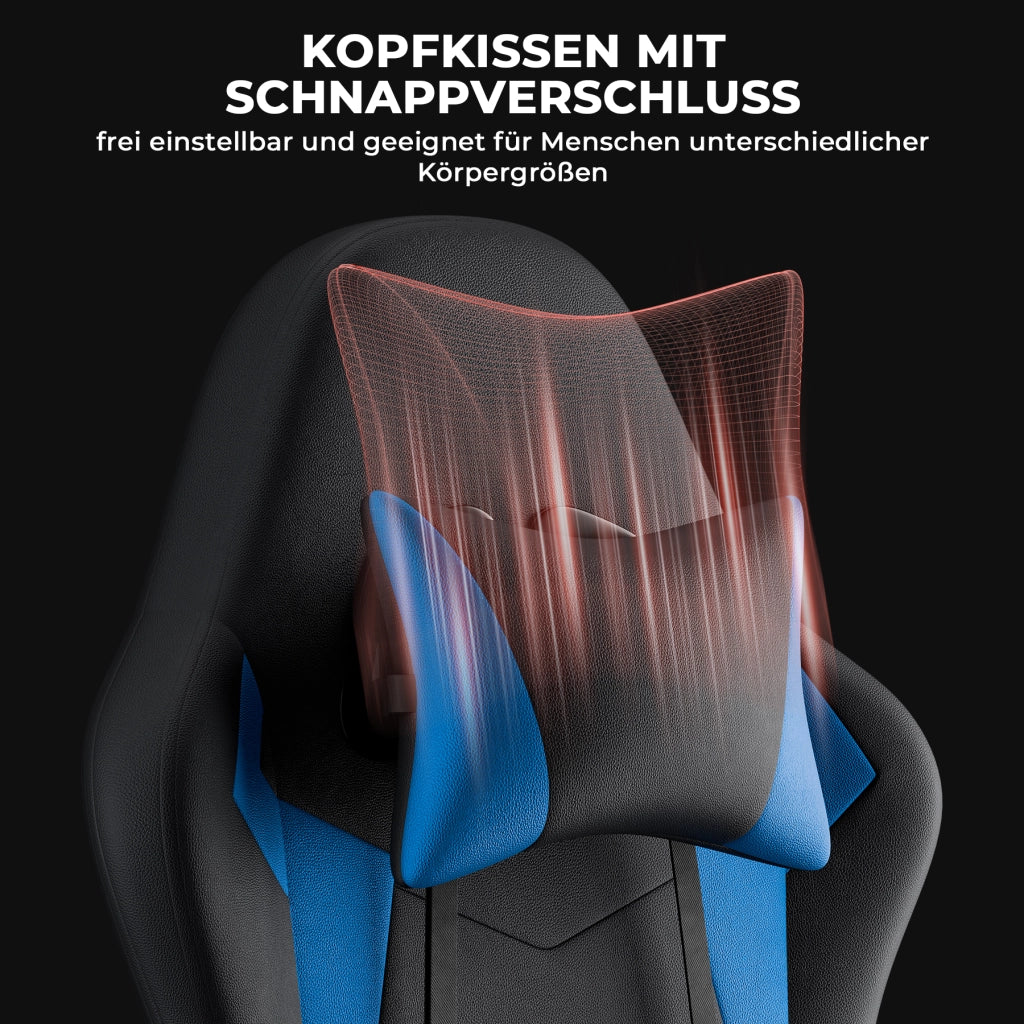 SEDIA DA GAMING Ergonomica, schienale reclinabile, Nero/Blu