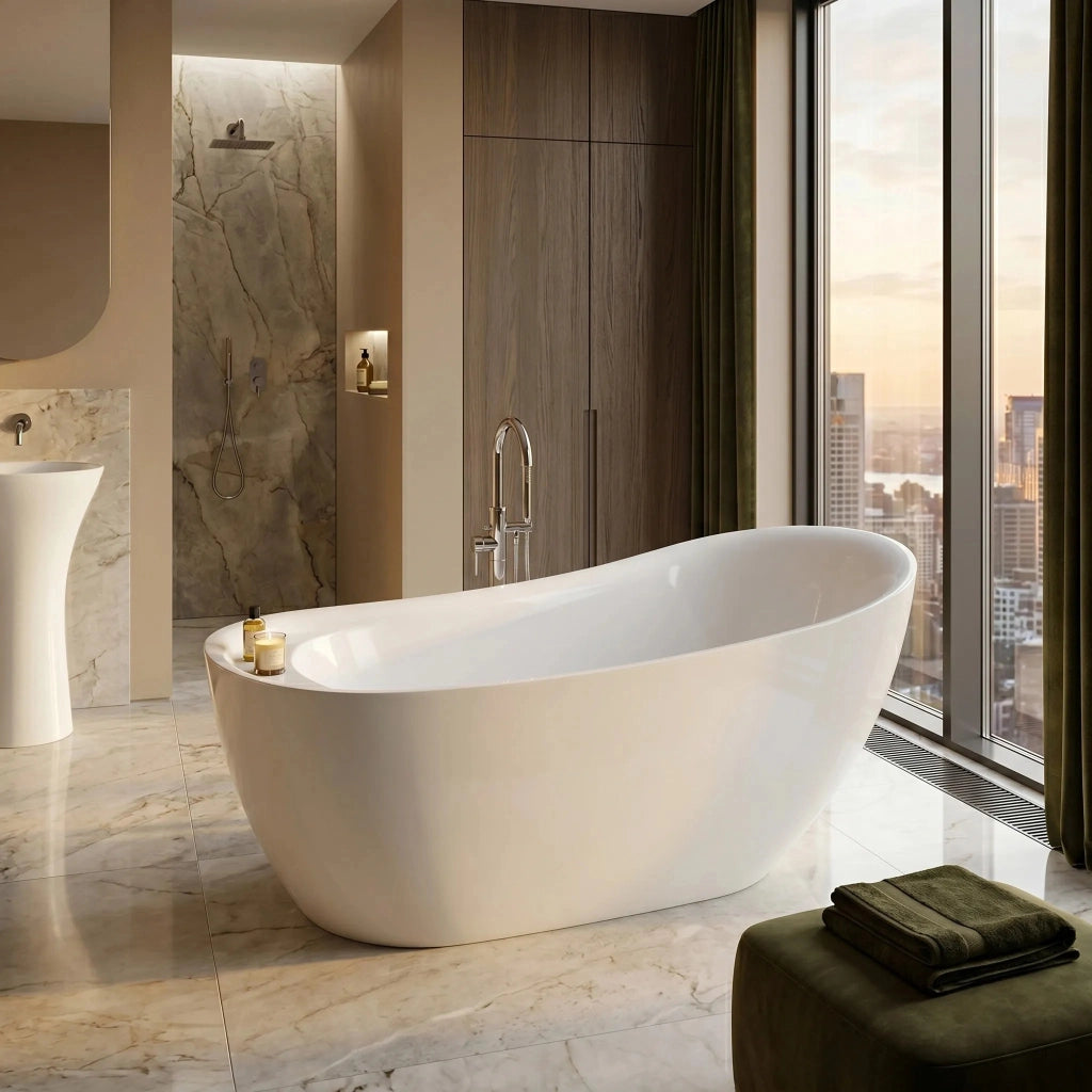 Vasca Da Bagno Freestanding Rea Orte 170 Copritappo nero