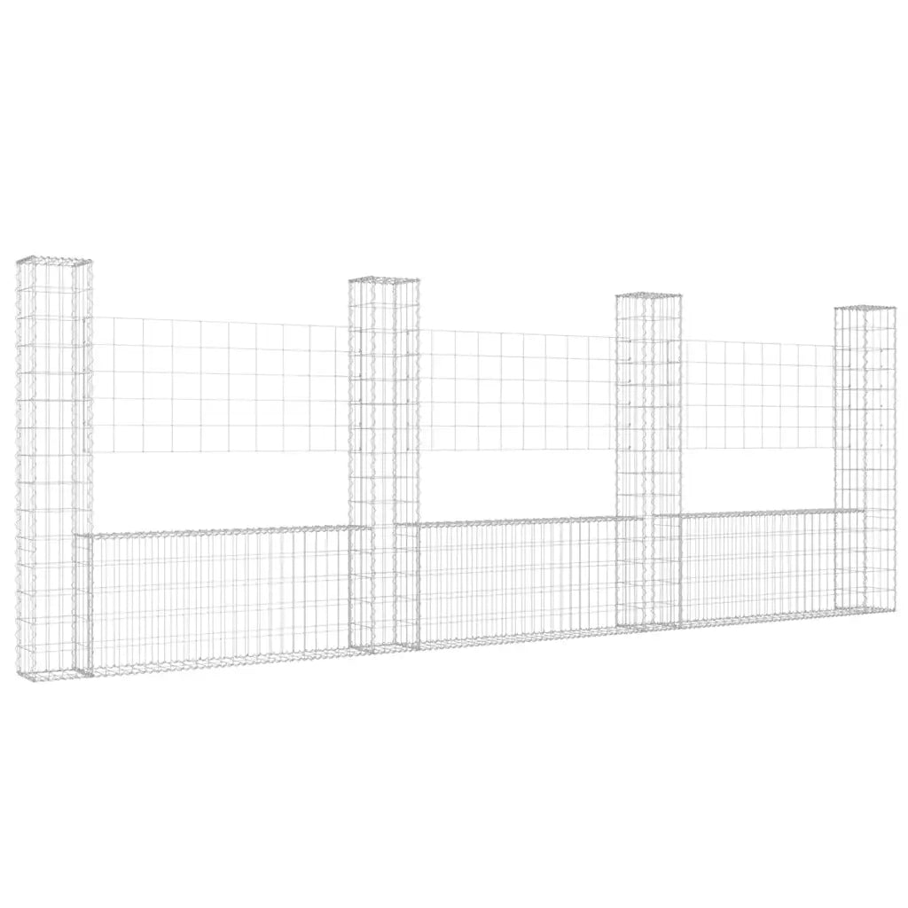 Cesto Gabbione a U con 4 Pali in Ferro 380x20x150 cm cod mxl 17469