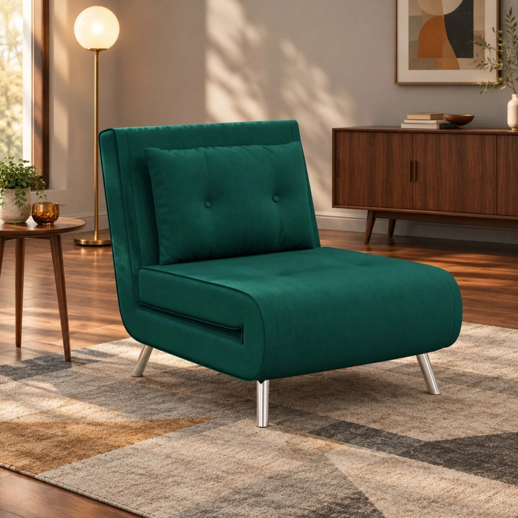 Poltrona letto 3 in 1 verde scuro, schienale regolabile
