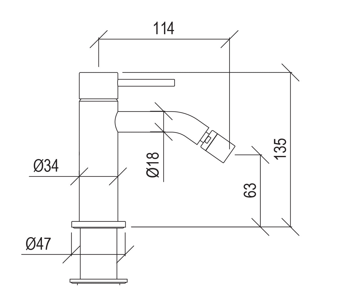Rubinetto Miscelatore Monocomando per Bidet Nero Tevere