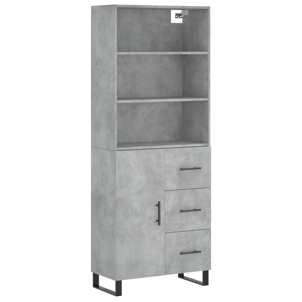 vidaXL Credenza Grigio Cemento 69,5x34x180 cm in Legno Multistrato