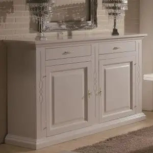 Credenzone in legno Shabby chic 2 ante 2 cassetti mod infinitybianco opaco