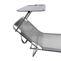 Lettino Prendisole Pieghevole con Schienale Regolabile e Parasole Grigio