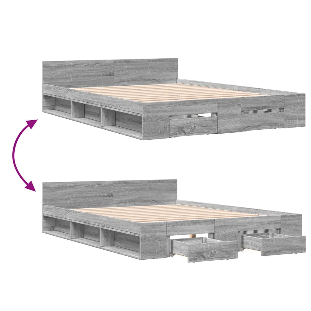 Giroletto Cassetti Grigio Sonoma 120x190 cm Legno Multistrato