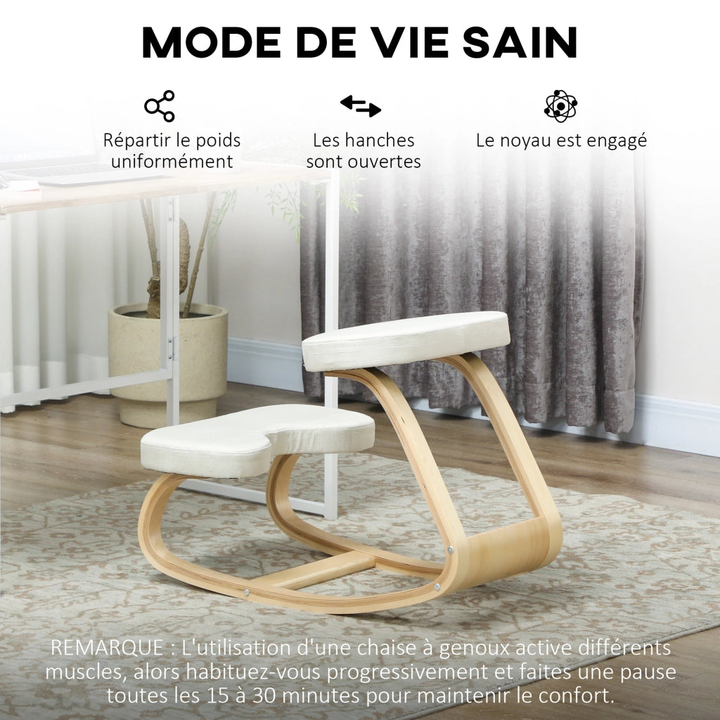 Sedia ergonomica da ginocchio in legno ¨C zephmum ¨C crema