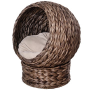 Cestino per gatti in giacinto d'acqua con cuscino ¨C Minimal ¨C 50x42x60 cm marrone beige