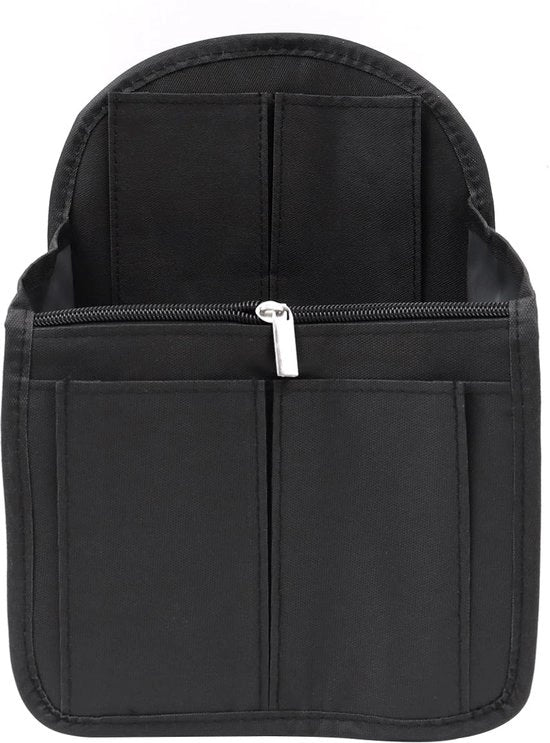 Organizzatore da viaggio 20x28x12cm con taschi in tas per organizzare la borsa, in nylon, opzionabile, con schiena portatile pieghevole, nero
