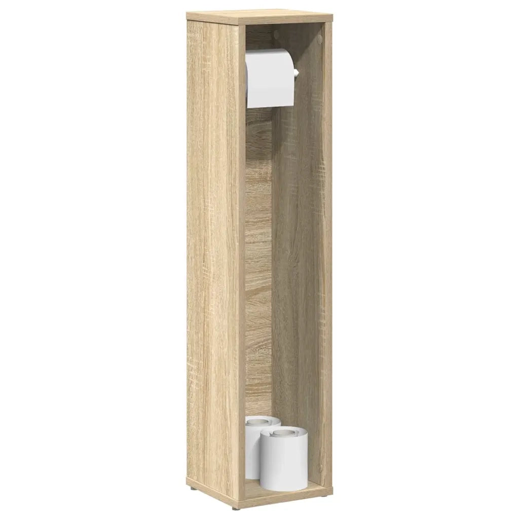 vidaXL Mobile da Bagno con Portarotolo Rovere Sonoma 20,5x20x90 cm