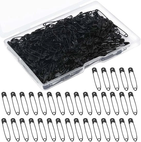 Spille di sicurezza 240 pezzi - Nero - 19 mm - Per cucire - Per ricamo - Per artigianato - Con cappuccio trasparente - Aghi di sicurezza