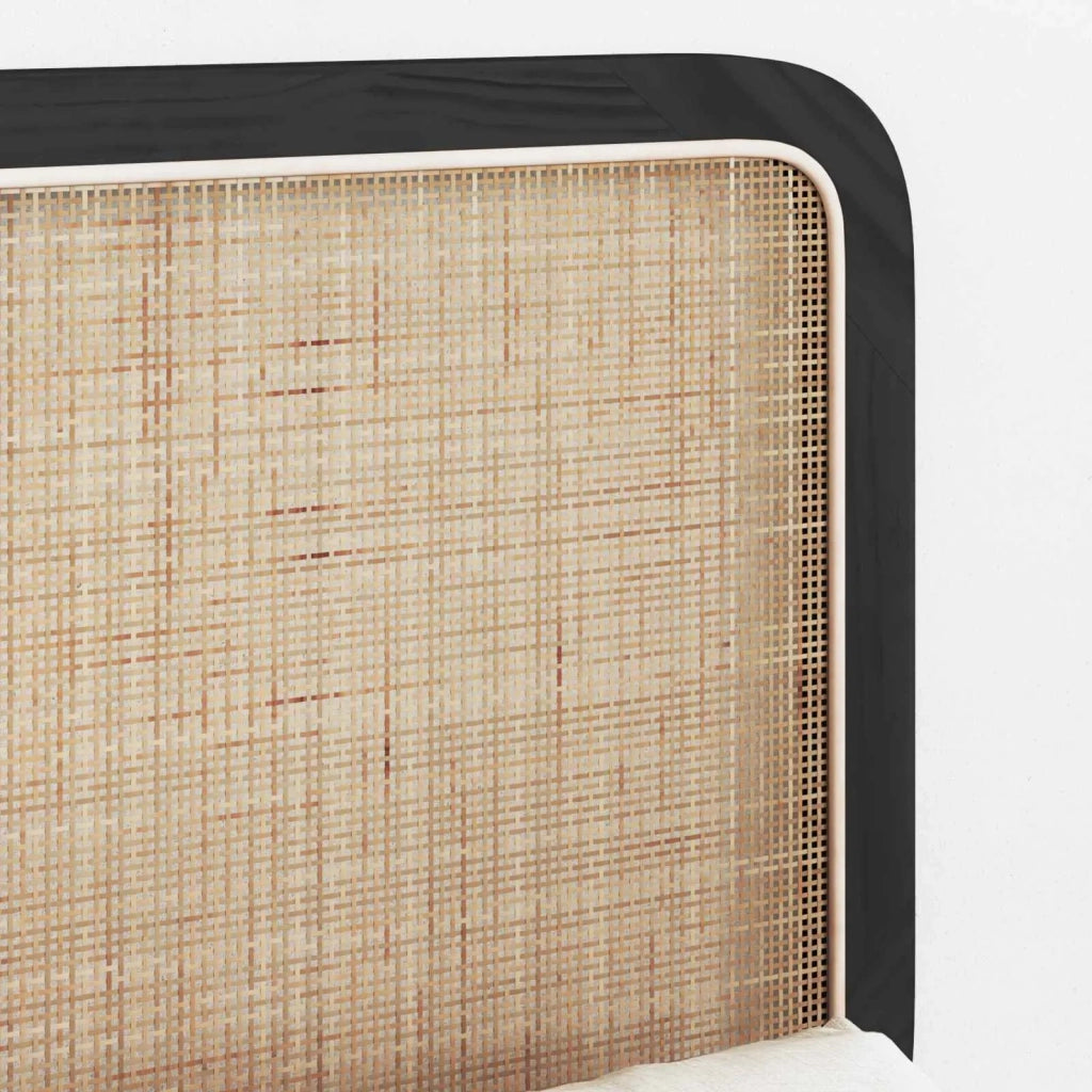 Testiera con testiera Nero 120 x 55 x 3 cm Rattan 42011569