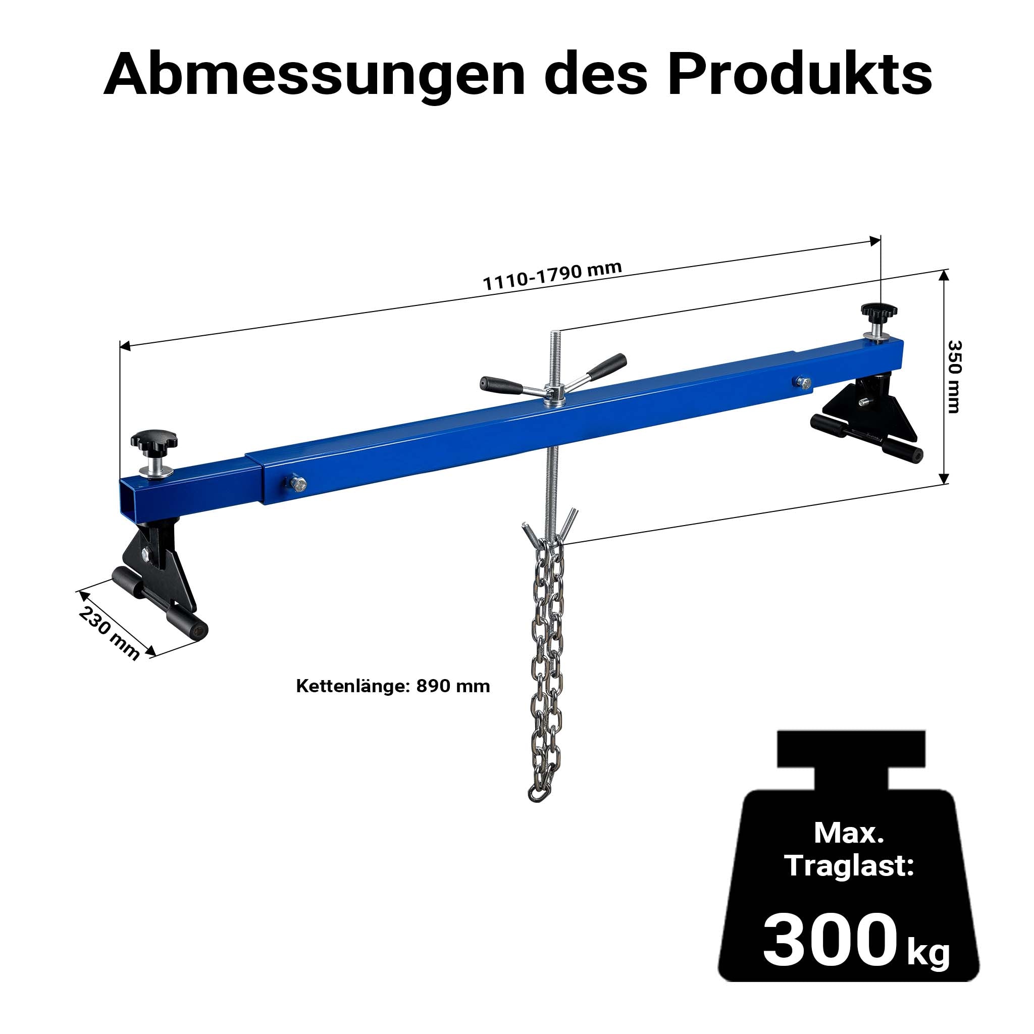 Ponte motore con portata max di 300 kg, traversa per sollevamento per riparazioni di motori