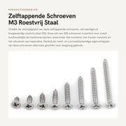 Viti autoalimentanti 200 pezzi - Acciaio inossidabile 304 - Kit di guarnizione in gomma - M3 - Testa panoramica/plana/scarpa - Resistente alla corrosione