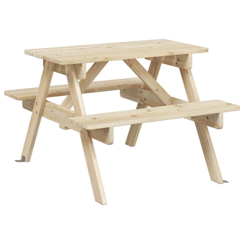 Tavolo da Picnic per 4 Bambini con Ombrellone Legno di Abete 3281614