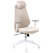 Sedia da ufficio multifunzionale con rivestimento in rete beige con braccioli e poggiatesta regolabili Regolazione dell'altezza del sedile Base girevole