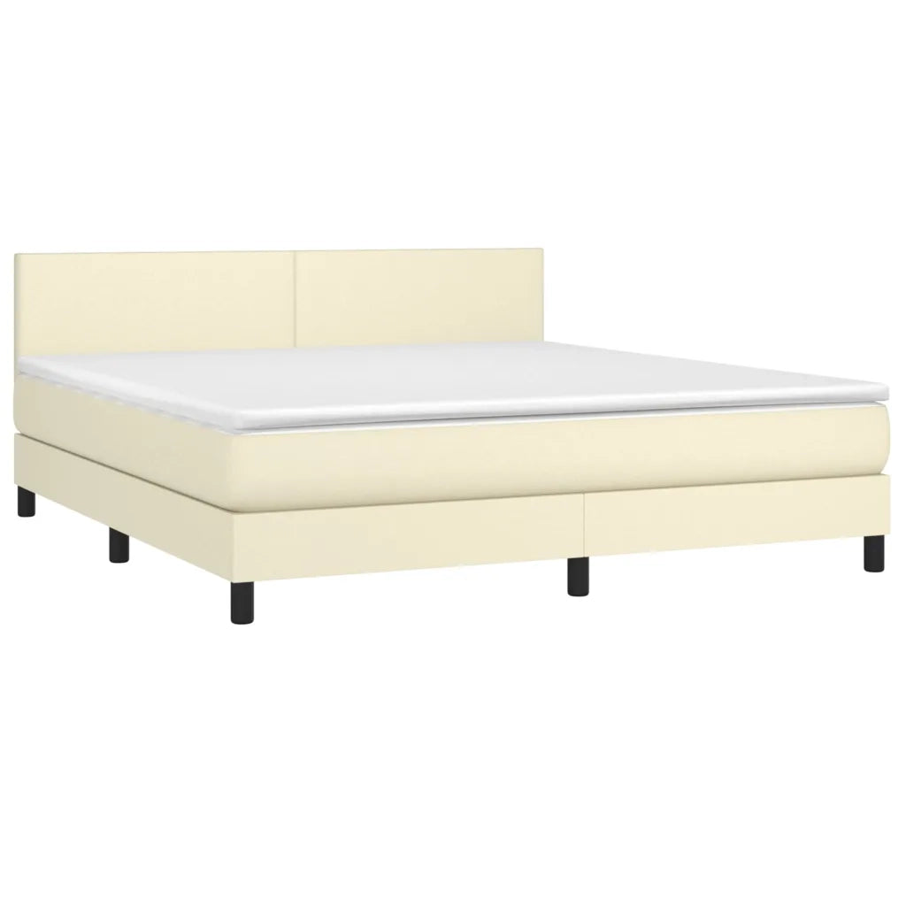 vidaXL Giroletto a Molle con Materasso Crema 160x200 cm in Similpelle