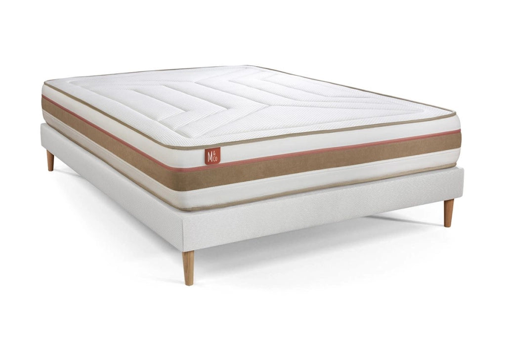 Pacchetto letto completo - Materasso 140x190cm + Box spring con doghe (kit) + 2 cuscini + Piumino - Le Tendre