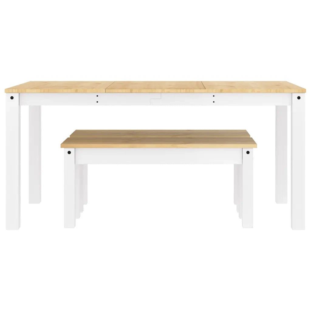 Set da Pranzo 3 pz PANAMA Bianco in Legno Massello di Pino