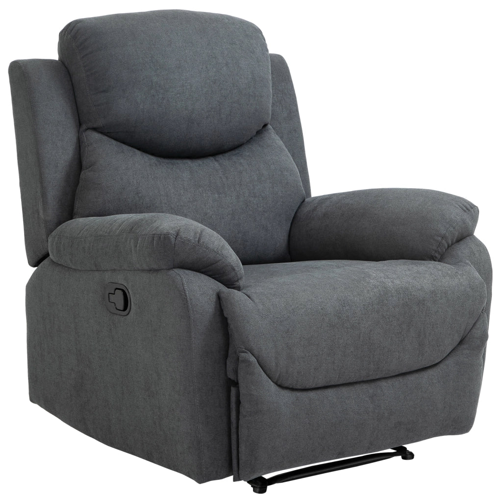 Poltrona Relax Reclinabile Manuale in Tessuto con Poggiapiedi ¨C Zephmum ¨C Grigio Scuro 93x88x102cm